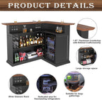 GDLF L-Shaped Home Bar Cabinet with Fridge Space, Oversized Basement Bar | Basement & Man Cave Bar, Seats 5+ Guests, Premium Wood-Grain Finish, Sculpted Edge Details, Fridge Space & Wine Storage