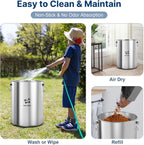 25 Lbs Stainless Steel Dog Food Storage Container with Airtight Wooden Lid & Ceramic Bone Handle, Large Metal Dog Food Bin for Dogs & Cats, Keep Fresh, Easy to Clean