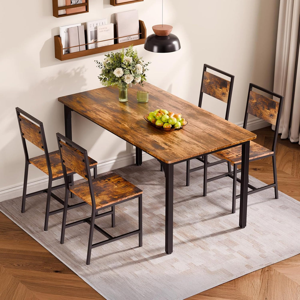 VEVOR Dining Chairs Set of 2, Wooden Chairs with Metal Frame and Backrest, Ea...