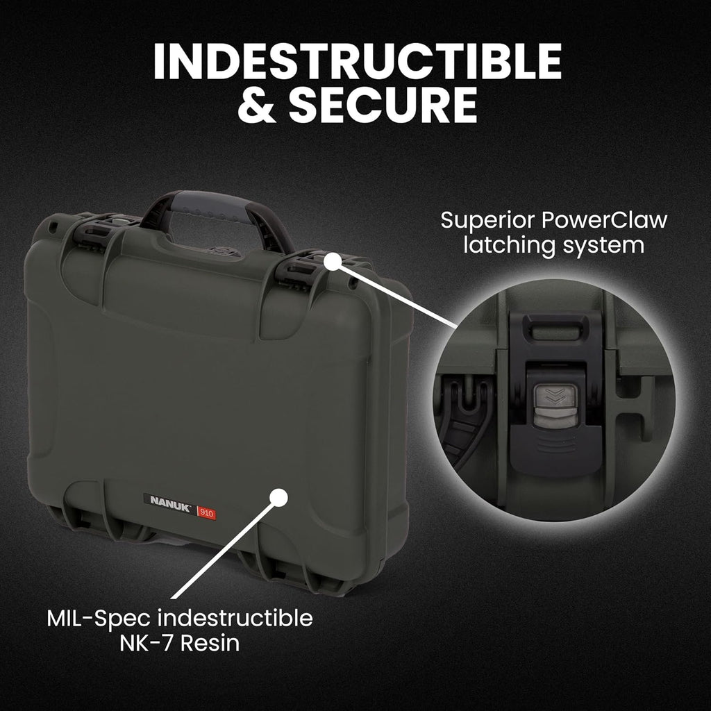 NANUK 910 Waterproof Watch Case with Foam Insert, Olive