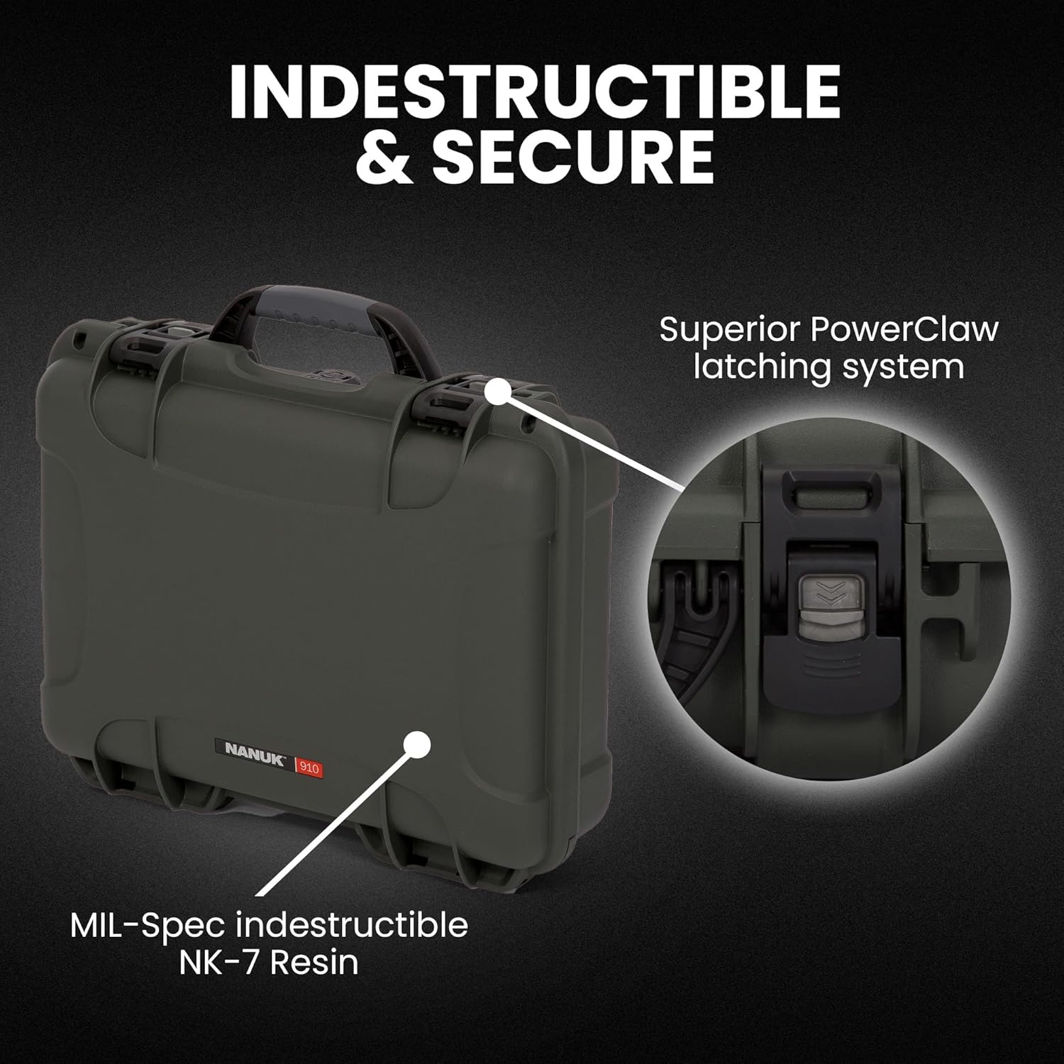 NANUK 910 Waterproof Watch Case with Foam Insert, Olive