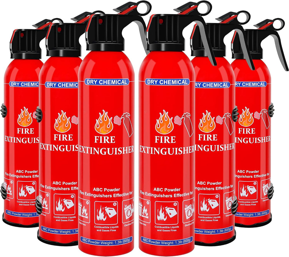 6 Pack ABC Dry Chemical Fire Extinguisher - Portable Fire Spray with Mounting...