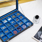 Stratalife Earring Organizer Jewelry Tray with See-through Lid Jewelry Holder Organizer Jewelry Organizer Box Jewelry Storage Crystal Holder Rock Collection Box 24 Grid (Blue Black)