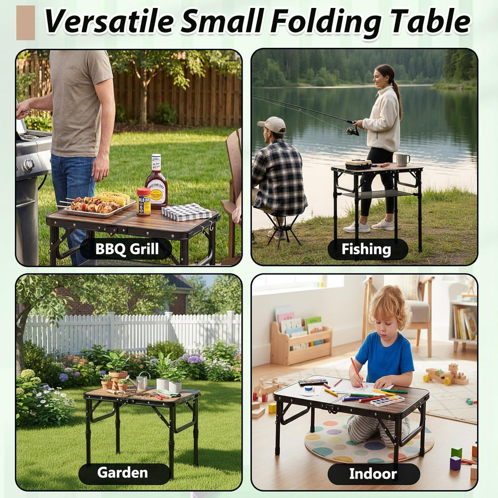 YihuiKo Folding Picnic Table with Storage Net, Foldable Camping Table