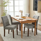 Upholstered Dining Chairs Set of 6, Modern Fabric Kitchen Side Chairs with Sturdy Wood Legs, Parsons Design, Comfortable Soft Linen for Dining Room, Restaurant, Cafe, Gray