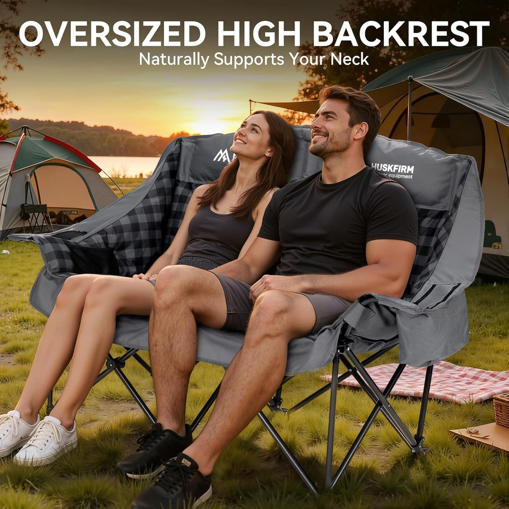 Huskfirm Padded Double Camping Chair High Back 2 Person Camping Chair Oversiz...