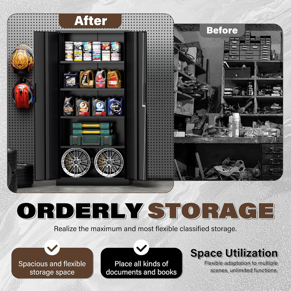 Incbruce 72” Metal Storage Cabinet, Garage Cabinets and Storage System with D...