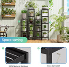 SMIBUY Bathroom Storage Shelf, 5-Tier Bamboo Rack Organizer, Multifunctional Shelving Unit for Living Room Bedroom Kitchen (Black)