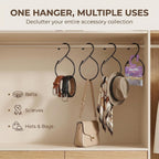 Scarf Hangers and Holder for Closet, 4 Pack Rust-Resistant Belt Hooks for Closet, S-Shaped Metal Belt Organizers, 15 lbs Heavy-Duty, Black, with 4 Lavender Sachets