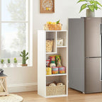 VECELO 3-Tier Small Bookcase, 4 Cube Bookshelf with Height Difference Shelves for Most Books, Modern Floor Standing Unit, Each Shelf Hold Up to 66 LBS for Living Room Bedroom, Pearl White
