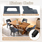 ClinQ Wooden Dining Chairs Set of 4, Modern Fabric Upholstered Kitchen Chairs Dining Chair, Mid Century Modern Chair for Dining Room, Farmhouse Kitchen Chairs for Kitchen Dining Room, Navy-Black Legs