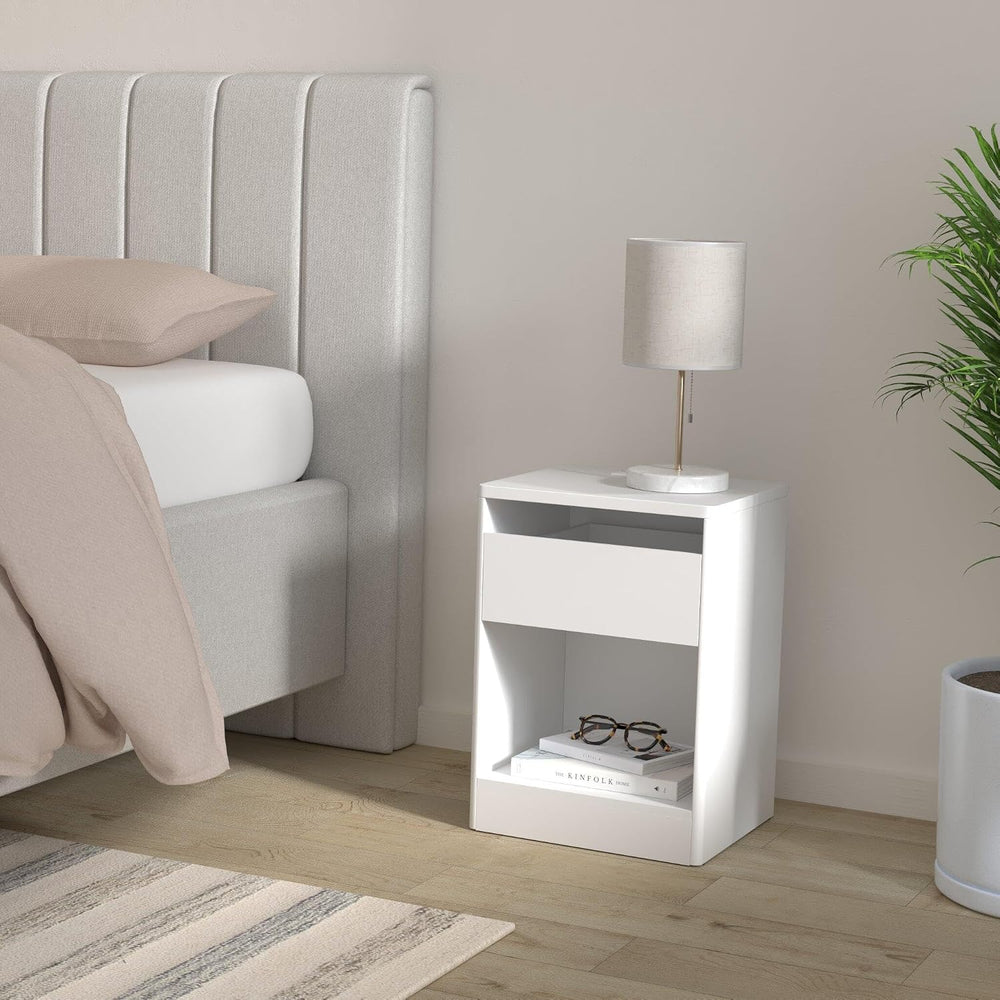 VASAGLE KAILYN Collection - LED Nightstand with Charging Station, 2 AC Outlet...