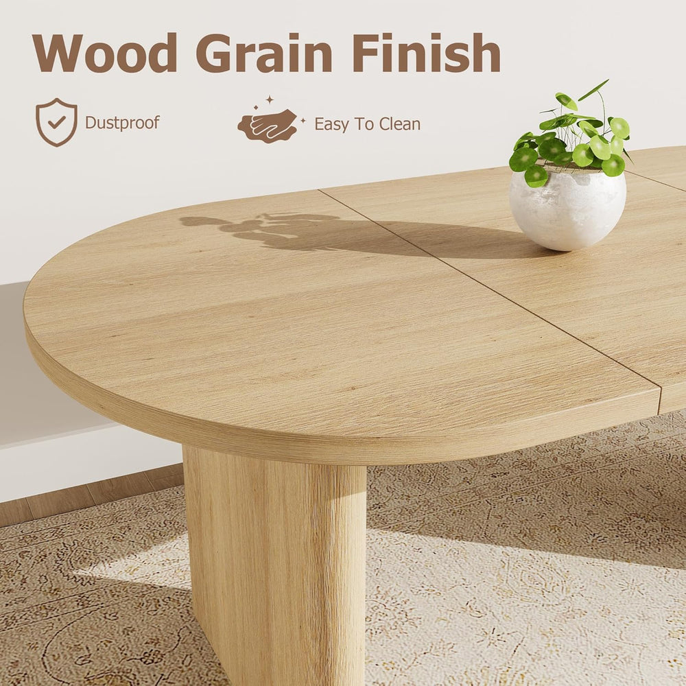 GarveeHome Oval Dining Table for 6-8 People, Long Large Kitchen Table with Th...