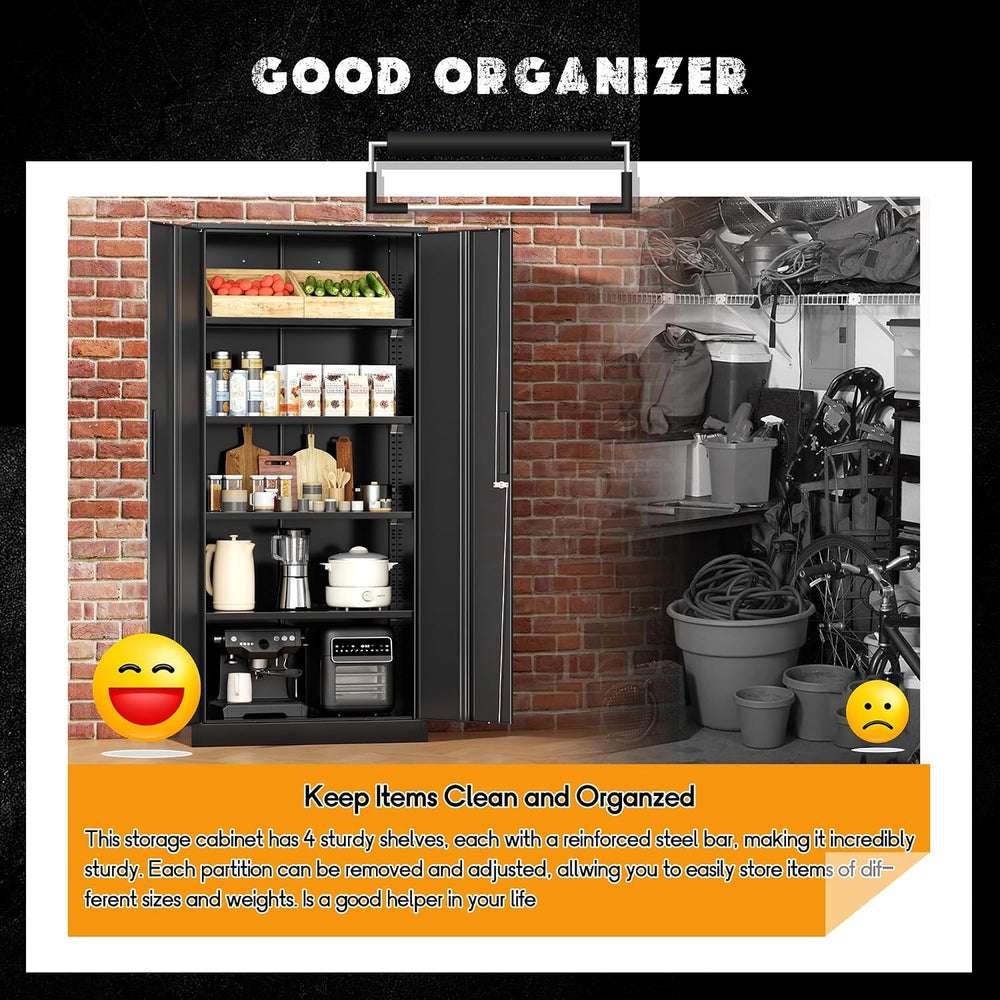 Greenvelly Metal Storage Cabinet with Lock, Steel Garage Storage Cabinet with...