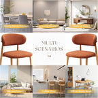 Kitchen Dining Chairs Set of 6 Modern Soft Linen Farmhouse Dining Room Chair with Metal Legs, Orange/Original
