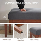 WUTUTUEE 43.5'' Linen Bedroom Bench, Upholstered End of Bed Bench, Padded Vintage Dining Bench, Entryway Bench with Solid Wood Legs, Kitchen, Living Room, Hallway, Dark Grey