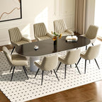 Modern Dining Chairs Set of 8,Upholstered Dining Room Chairs with Thick Cushions,Fabric Comfy Dining Chairs with Metal Legs for Dining Room Khaki