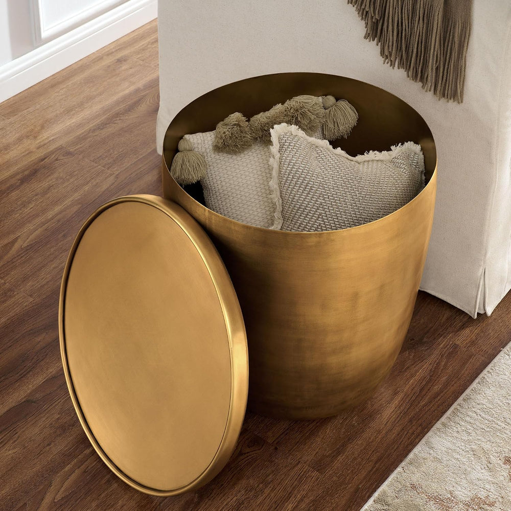 Modway Viora Metal Storage Side End Table in Burnished Brass - Modern Small A...