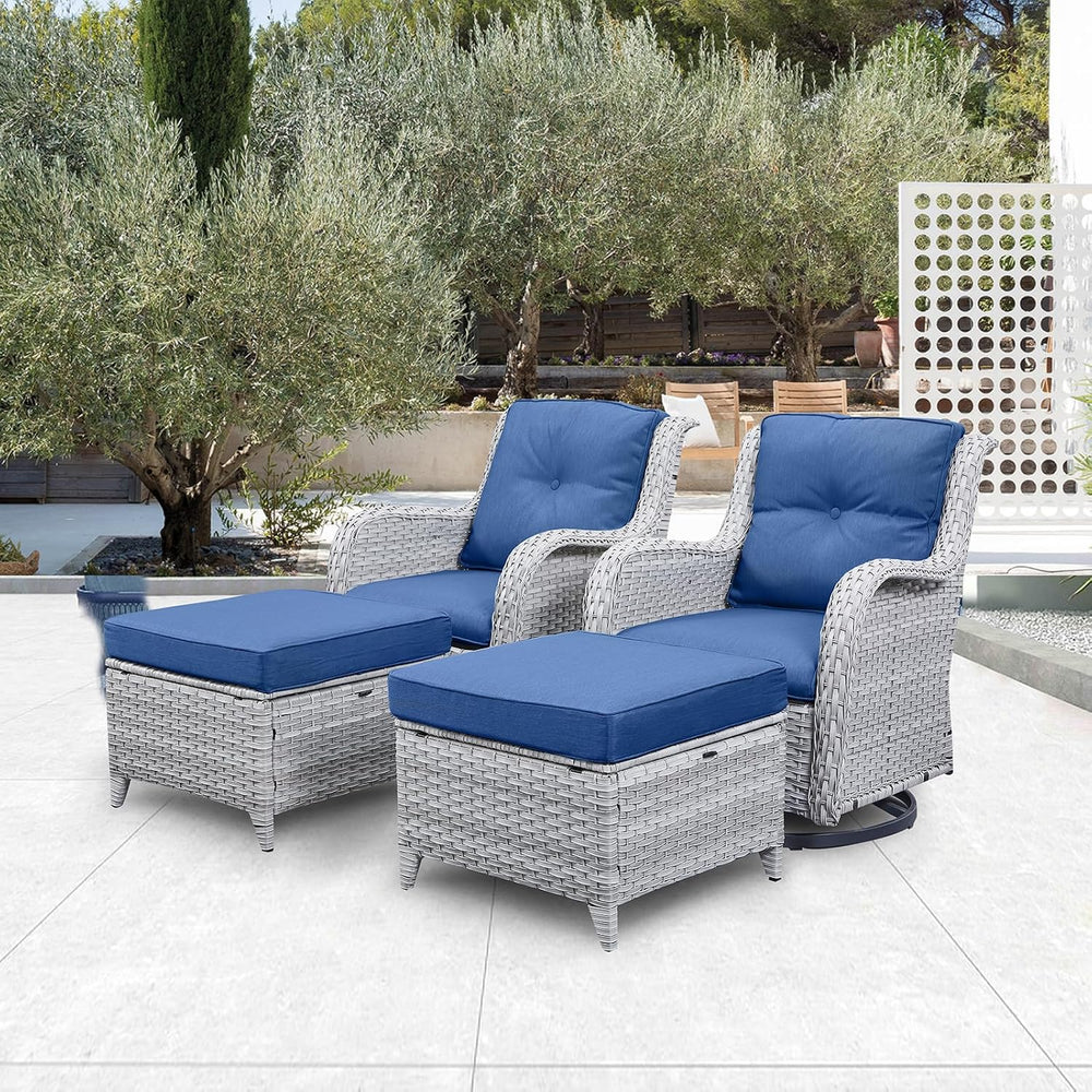Belord Outdoor Furniture Ottoman Set of 2 Patio Seating Footstool All-Weather...