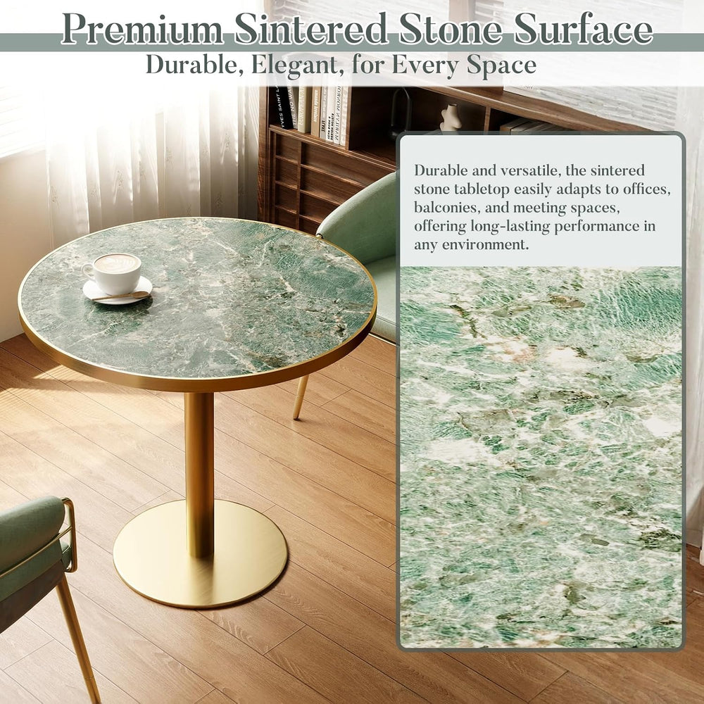 31.5'' Tulip Table, Round Pedestal Dining Table with Sintered Stone T...
