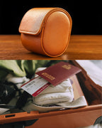 MR.OKAY Single Watch Travel Case -Classic Leather Watch Case with Perfect Texture. Watch Carrying Case or Organizer for Storage And Display. Ideal Gift for Men Traveling, All Handmade by Artisans