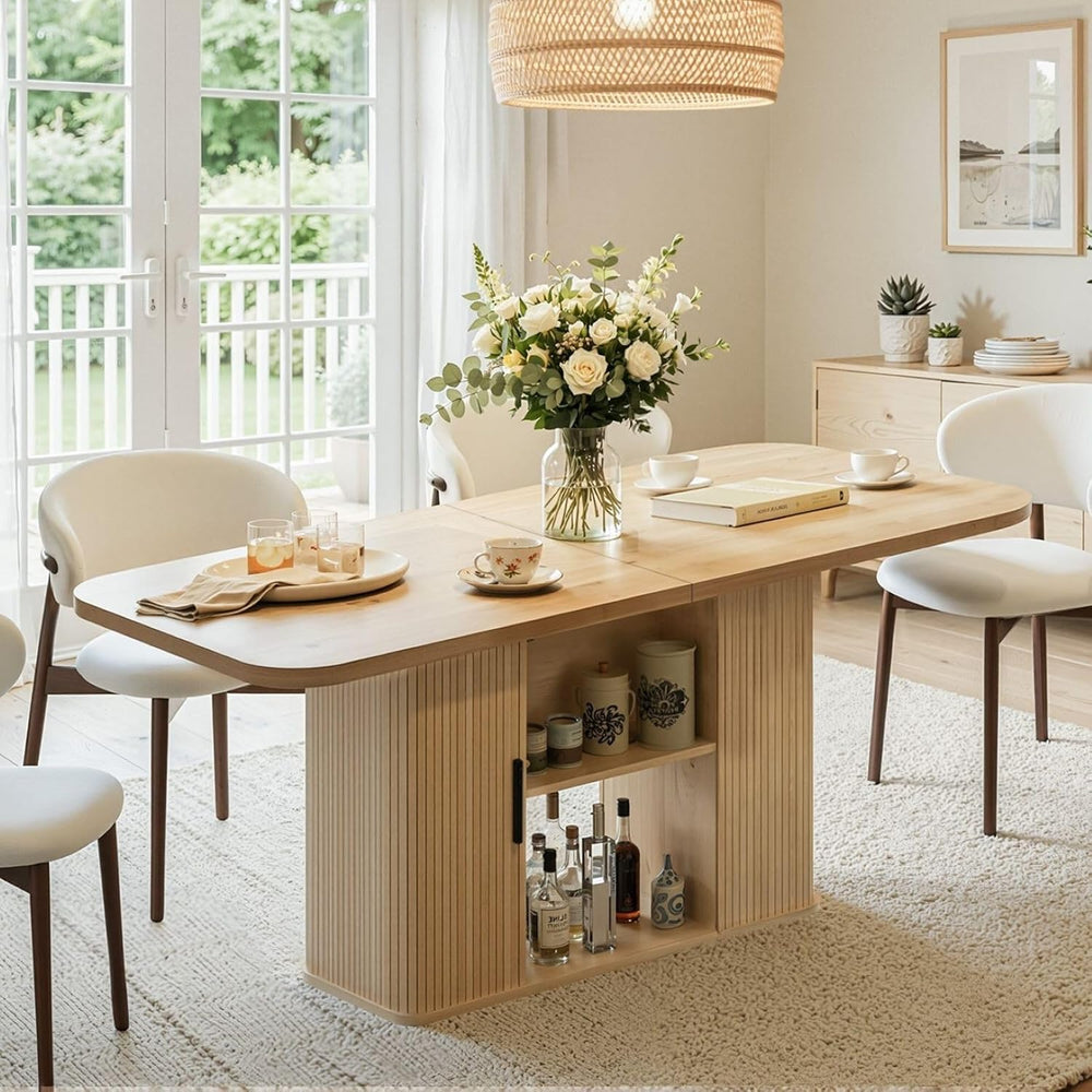 SUNCOZE 70.9" Oval Dining Table for 4-6 People, Large Farmhouse Kitchen ...