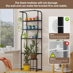 Over The Toilet Storage Shelf, 3-Tier Freestanding Bathroom Organizer with Towel Rack, Space Saver Cabinet Shelves Unit, Tall Slim Etagere for Bathroom, Modern Metal Furniture (Black)