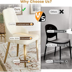 9 Piece Dining Table Chairs Set, Modern Dining Table Set of 8, Includes 59" D Marble Round Table with Beige Cylindric PU Wooden Base, 8 Beige Gold Dining Chairs for Home, Kitchen