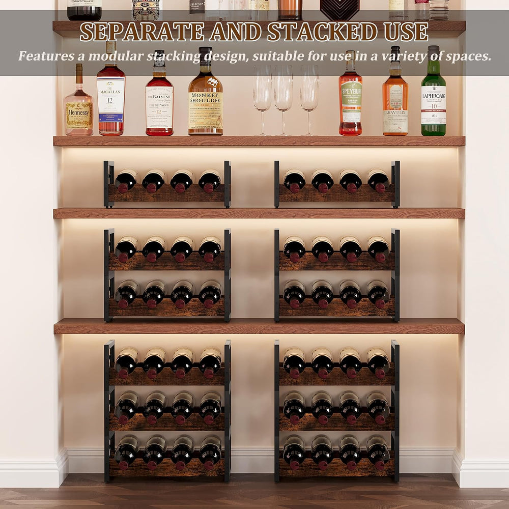 TQVAI Small Wine Racks 12 Bottle Countertop 3 Tier Wine Holder Bottle Storage...