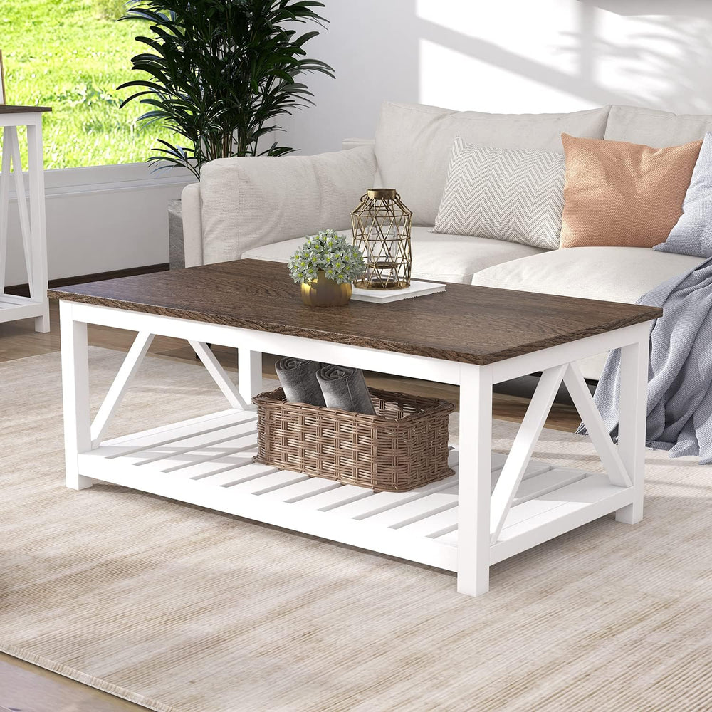 ChooChoo 40" Farmhouse Coffee Table with A-Frame Design for Living Room