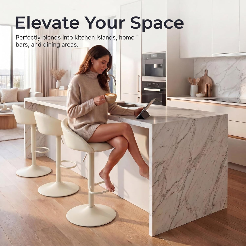 YOUNIKE Bar Stools Set of 2 Kitchen Bar Chair Counter Height Barstool Cream |...