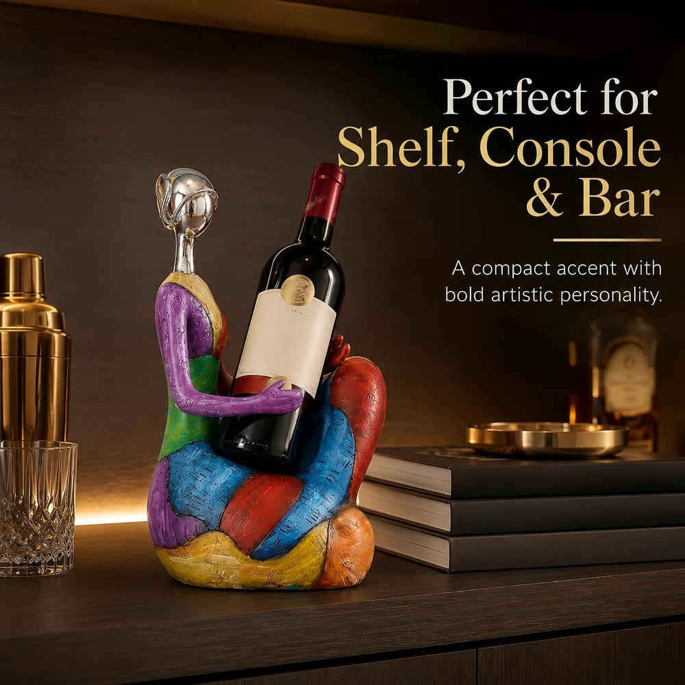 FUNTEREST Abstract Woman Wine Bottle Holder, Resin Wine Rack Home Decor | Col...