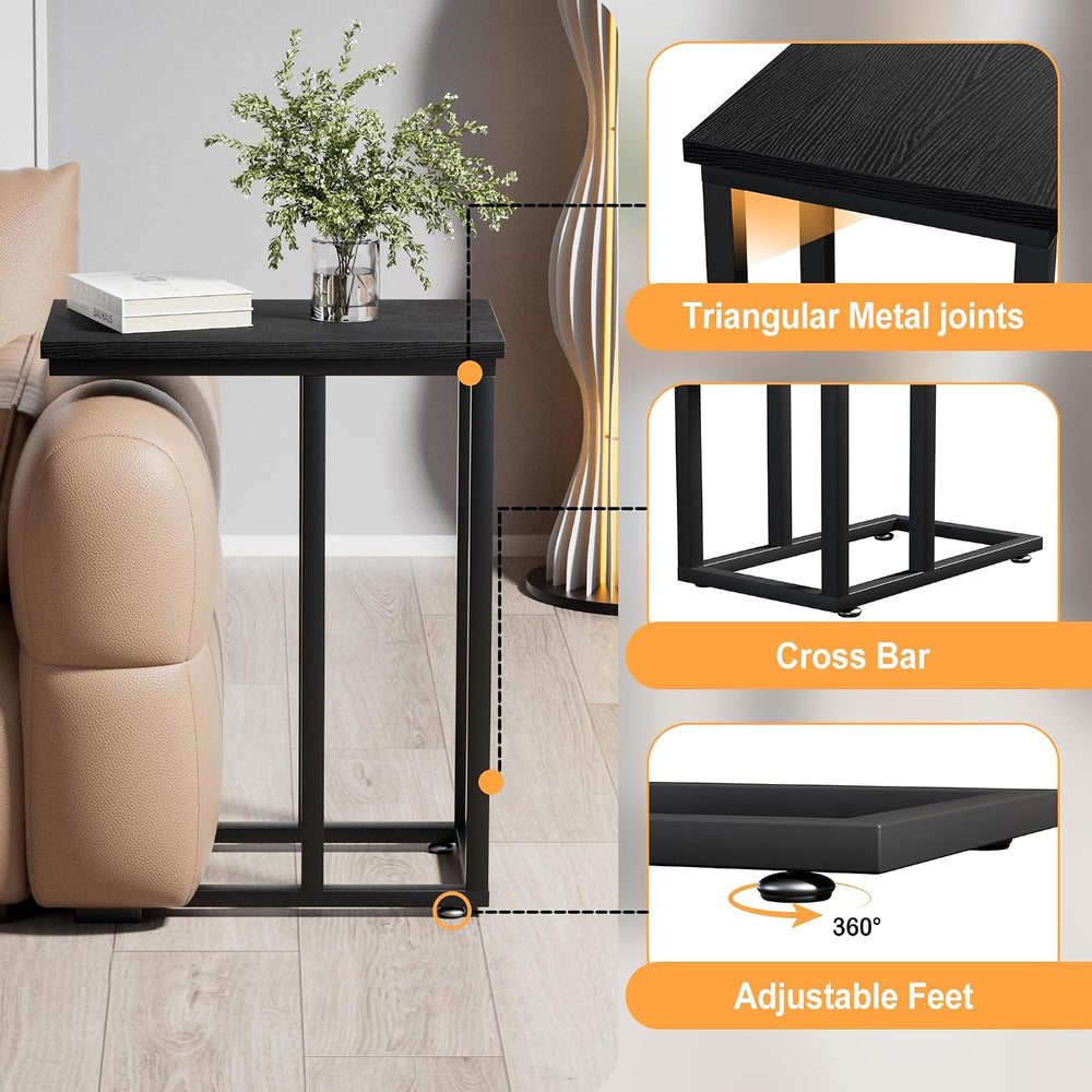 VECELO Universal C-Shaped Side Table, Multi-Functional Snack & TV Tray fo...