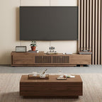 Mid-Century Style TV Stand 94.48", Entertainment Center for TVs up to 70"-90" with 4 Storage Cabinets, Walnut Media Console for Living Room or Bedroom (78.54"-103")
