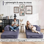 JJJ 78 inch Sofa Bed 4-in-1 Boneless Convertible Corduroy Sleeper Folding Couch with Fixed-Shape Frame and 2 Futons No Assemble Required 3 Seater Upholstered for Living Room (Gray, 78 inch)