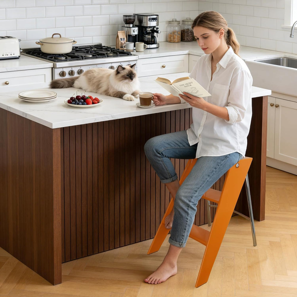 HOTEAGLE Modern Folding Chair - Multifunctional Design Doubles as Step Stool ...
