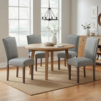 COLAMY Grey Upholstered Parsons Dining Chairs Set of 2,Comfortable Foam Seat, Classic Nailhead Trim, Solid Wood Legs, Stable & Easy to Assemble for Dining Room, Kitchen, Living Room & Café