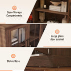98" Farmhouse TV Stand with 36" Fireplace for TVs up to 100", Media Entertainment Center with Adjustable Shelves and Large Storage Cabinets, for Living Room, Brown & Black