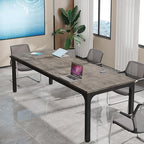Tribesigns 6.5FT Conference Table, 78.7 Inche Rectangle Meeting Seminar Table, Large Business Tables for 6-8 People (Only Table) (Gray+Black)