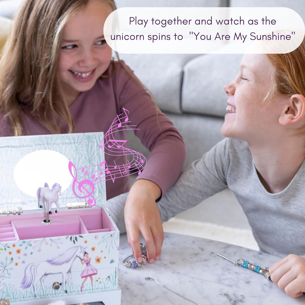 Ballerina Unicorn Kids Jewelry Box for Girls & Little Girls Jewelry Box Organizer - A unicorn music box gift