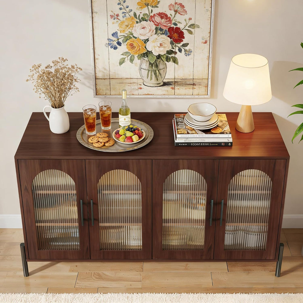 HUAHUU 55" Buffet Cabinet with Storage, Large Sideboard Cabinet with Flu...