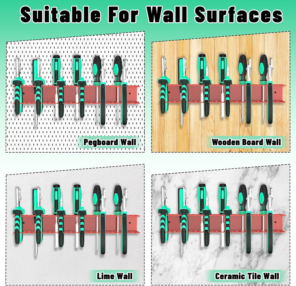Screwdrivers Pliers Holder Wall Mount, Metal Utility Storage Rack for Pliers Small Tools, Screw Driver Organizer Suitable Garages Homes Workshops Sheds (23 holes 1PC Red)