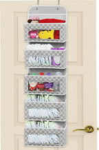 Simple Houseware 5 Clear Window Pocket Over Closet Door Storage Hanging Organizer for Bedroom, Bathroom, Pantry, Geometric Gray