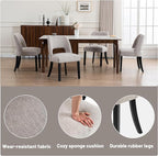 VKNOW Wooden Dining Chairs Set of 4, Modern Fabric Upholstered Dining Room Chair Kitchen Chairs, Farmhouse Dinner Chair for Kitchen Dining Room, Grey-Black Legs