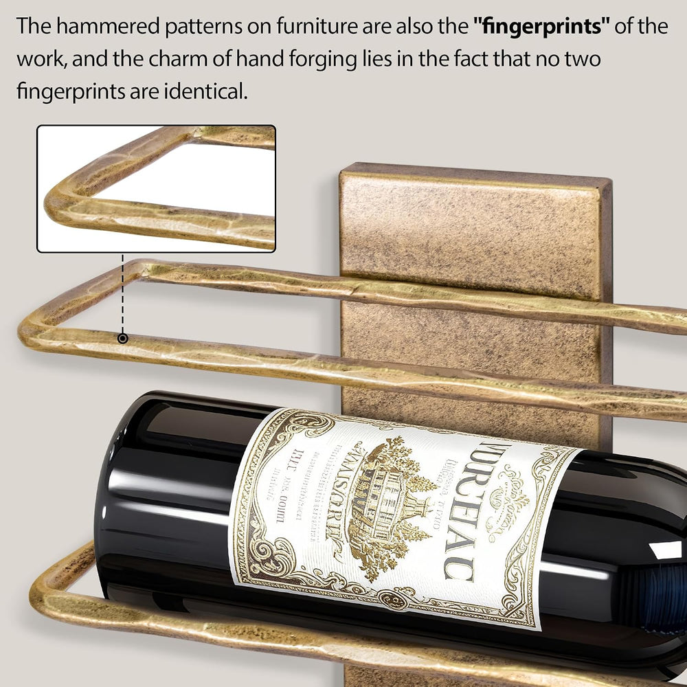 Wall Mount Wine Rack, Hand Forged Wall Racks for Wine Bottles Display and Sto...