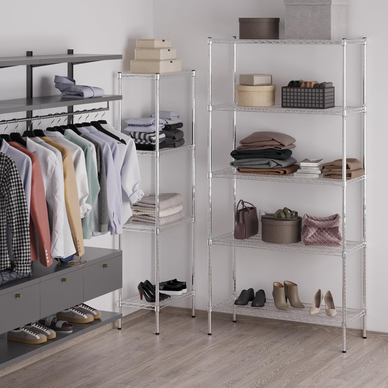 18" Deep x 42" Wide x 86" Height Wire Shelving Kit | 5-Tier | NSF Commercial Storage Rack Unit
