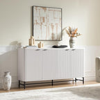 65" Large Sideboard Buffet Cabinet with Storage, Set of 2 Modern Fluted Credenza Accent Coffee Bar Console Tables with Doors & Adjustable Shelves for Living Room or Hallway, White