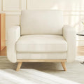 Vesgantti 38.5" Accent Chair Beige, Comfy Corduroy Single Sofa Seat with Spring Cushion, Upholstered Armchair with Deep Seat, Reading Chair for Adults, Modern Sofa for Living Room, Bedroom