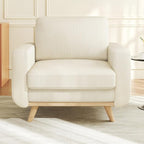 Vesgantti 38.5" Accent Chair Beige, Comfy Corduroy Single Sofa Seat with Spring Cushion, Upholstered Armchair with Deep Seat, Reading Chair for Adults, Modern Sofa for Living Room, Bedroom