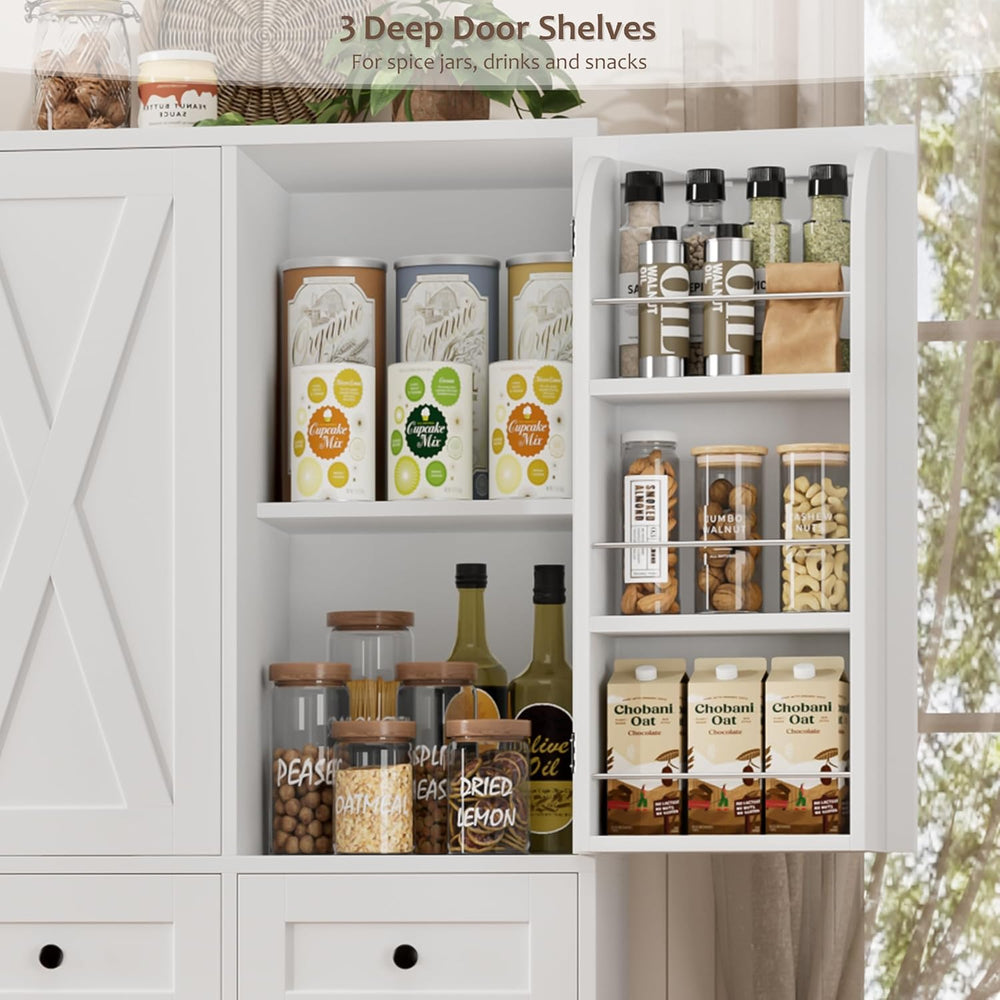 HOSTACK Modern Farmhouse Kitchen Pantry Storage Cabinet, 67" H Kitchen P...